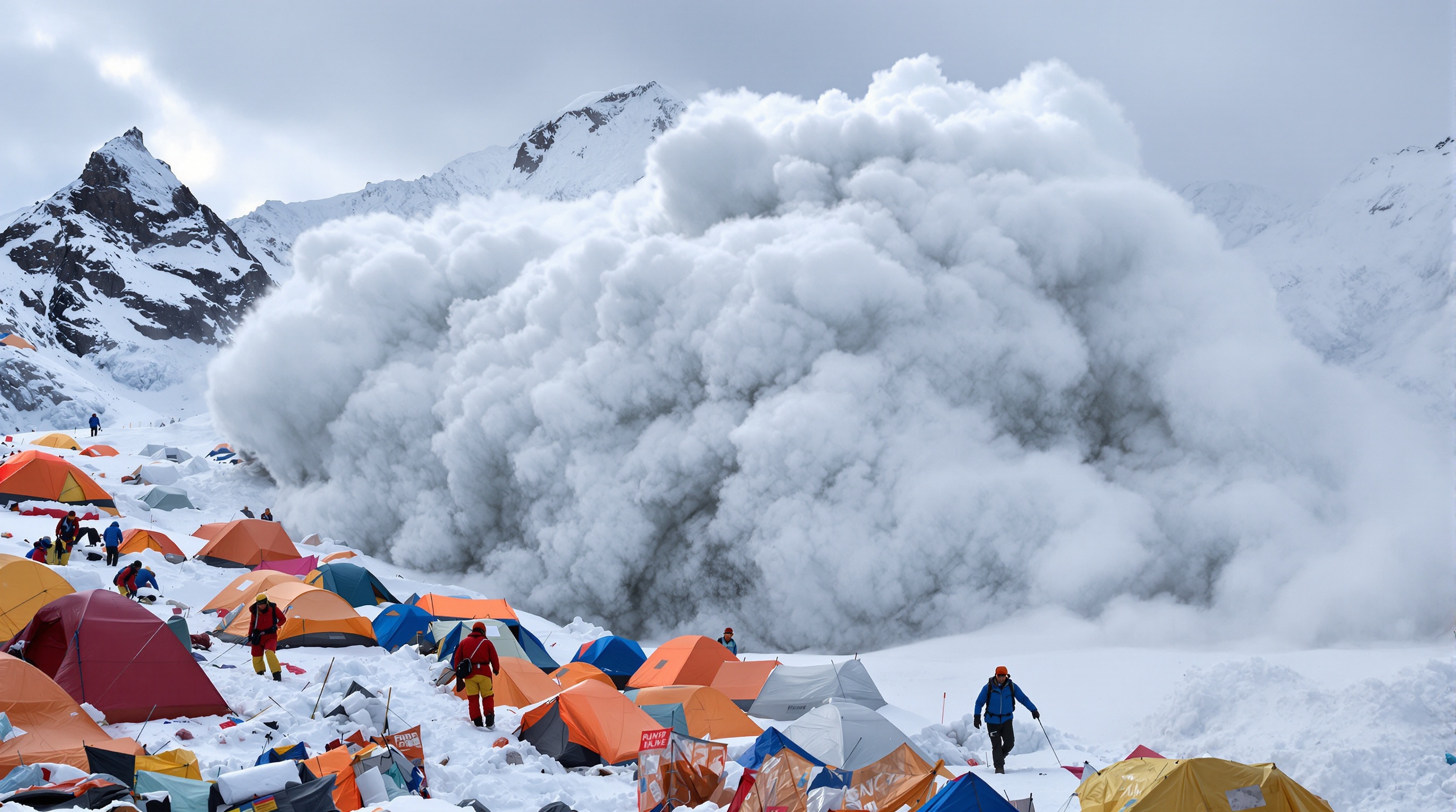 Avalanche Pumori Everest camp base 2015