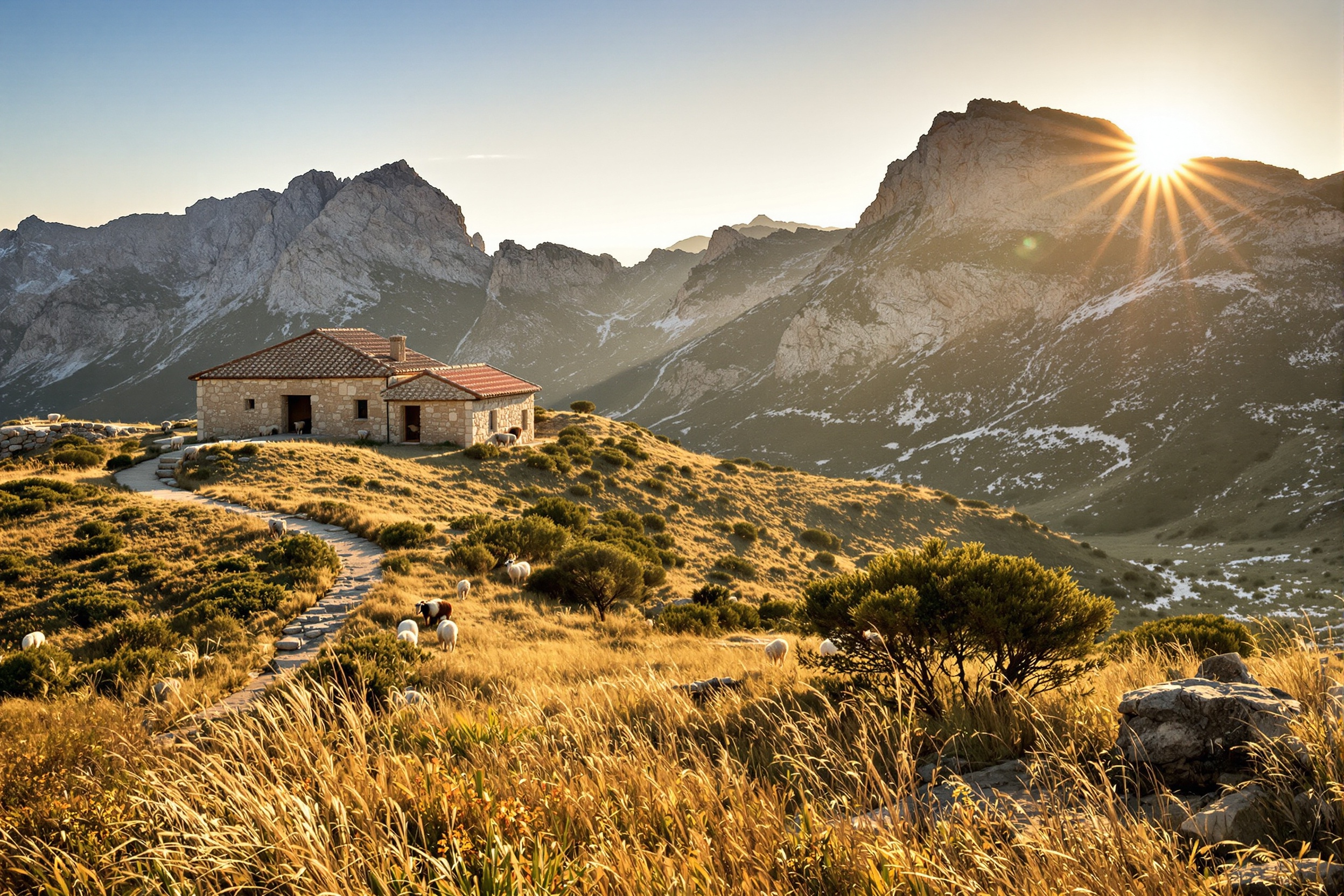 Bergerie corse traditionnelle avec vue sur Punta di l’Acellu et Punta di a Vacca.