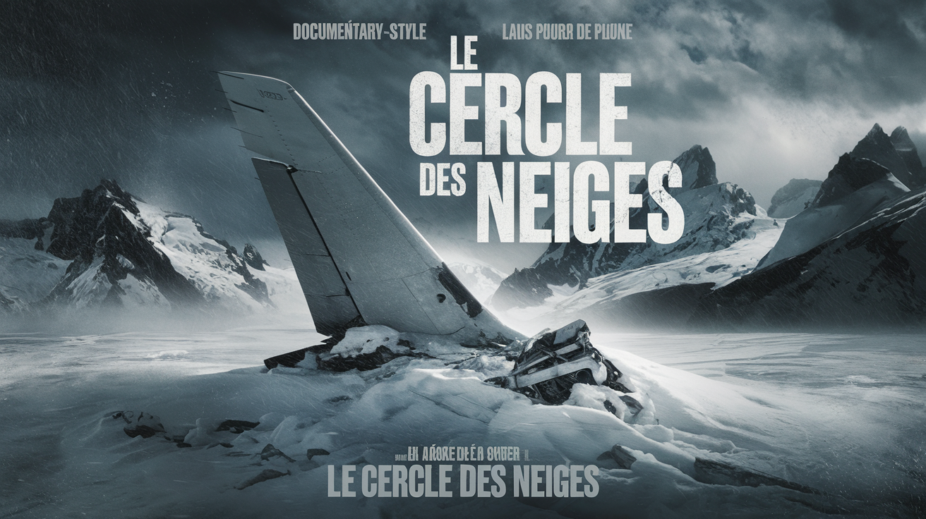 Affiche du film inspiré du crash des Andes, ambiance dramatique et froide.