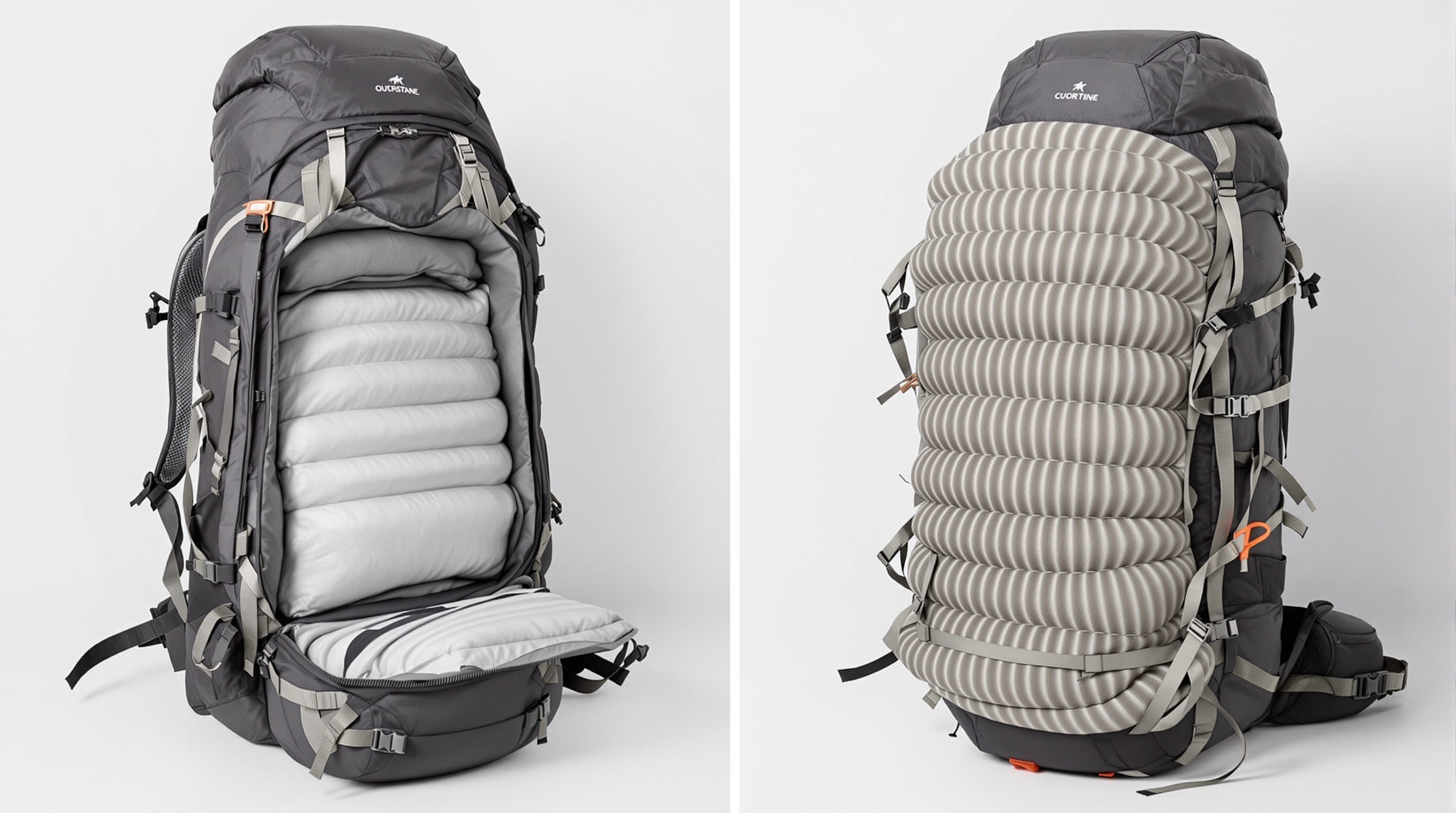 Comparaison encombrement matelas gonflable vs mousse sur sac à dos.