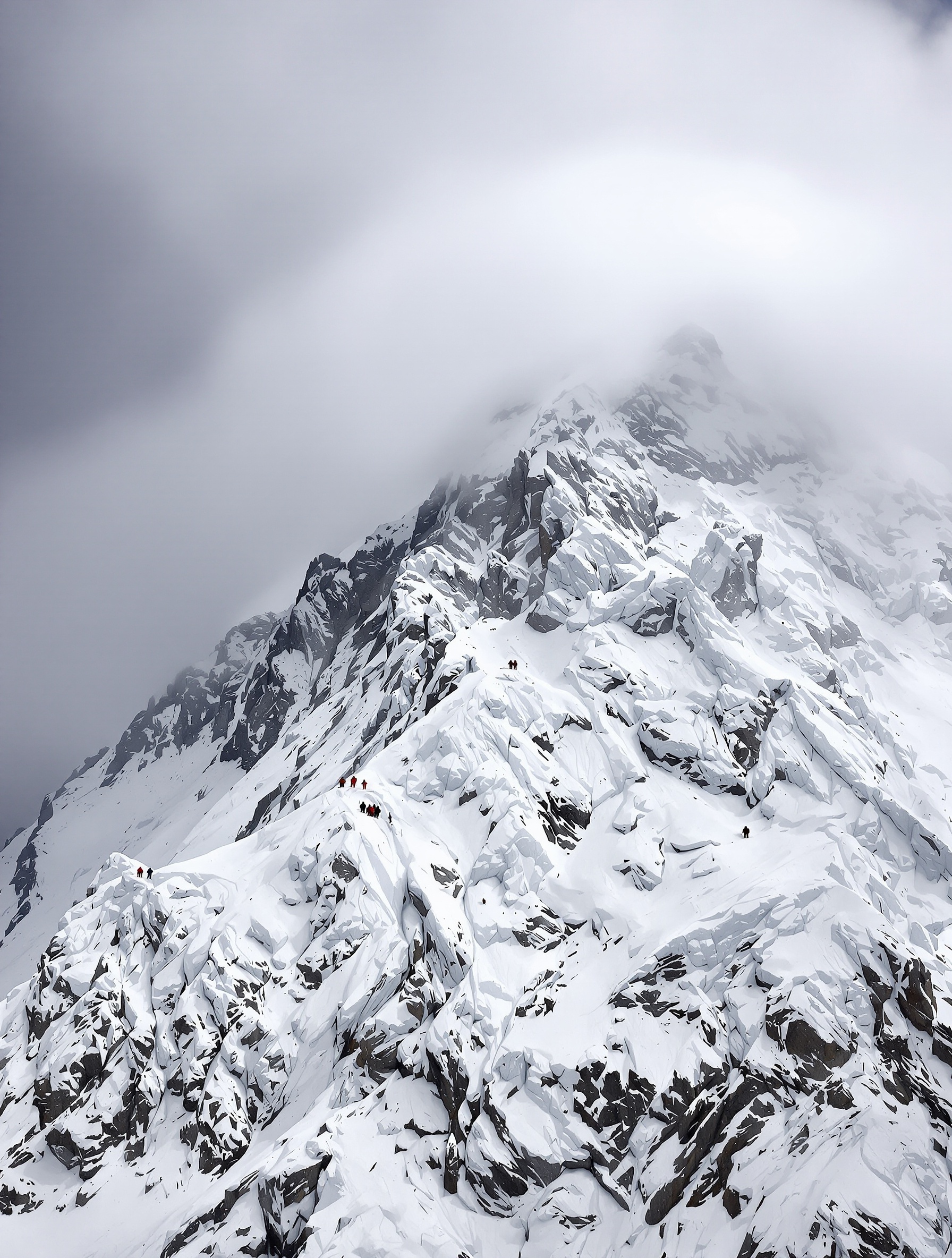 Face nord Everest headwall pinacles ressauts alpinistes progression