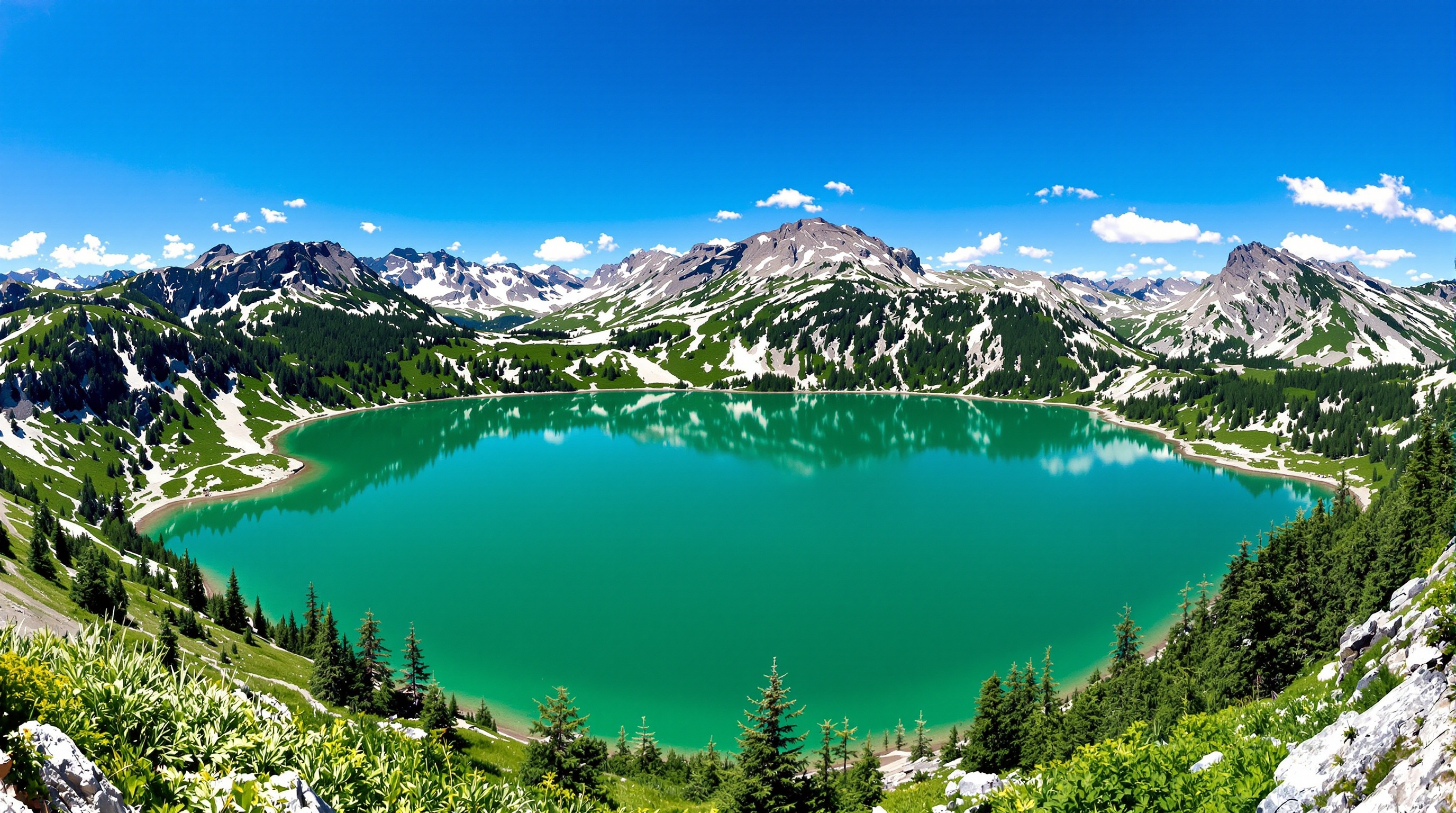vue panoramique des itinéraires du lac d'Allos