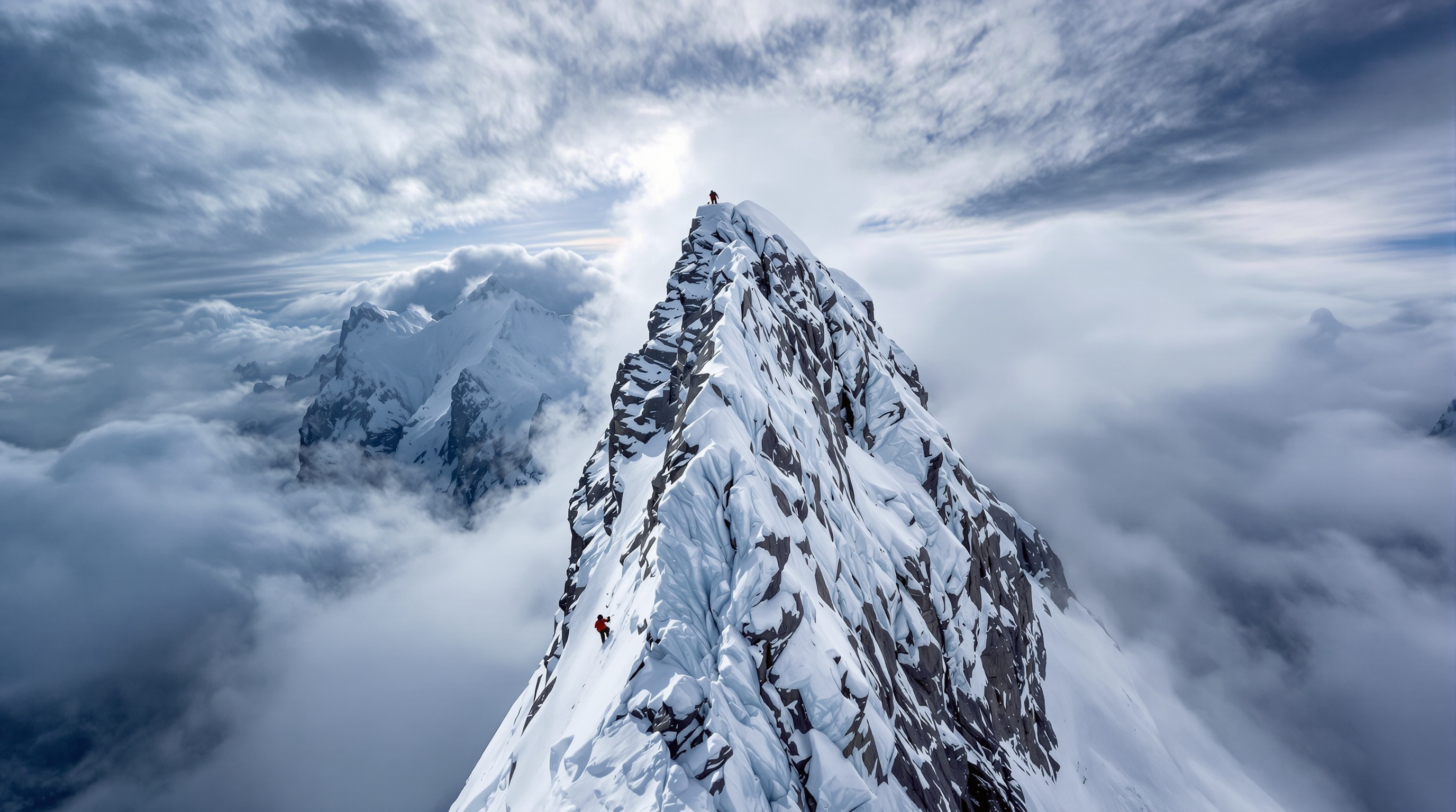 Marc-André Leclerc en solo sur l'arête sommitale du Cerro Torre en Patagonie