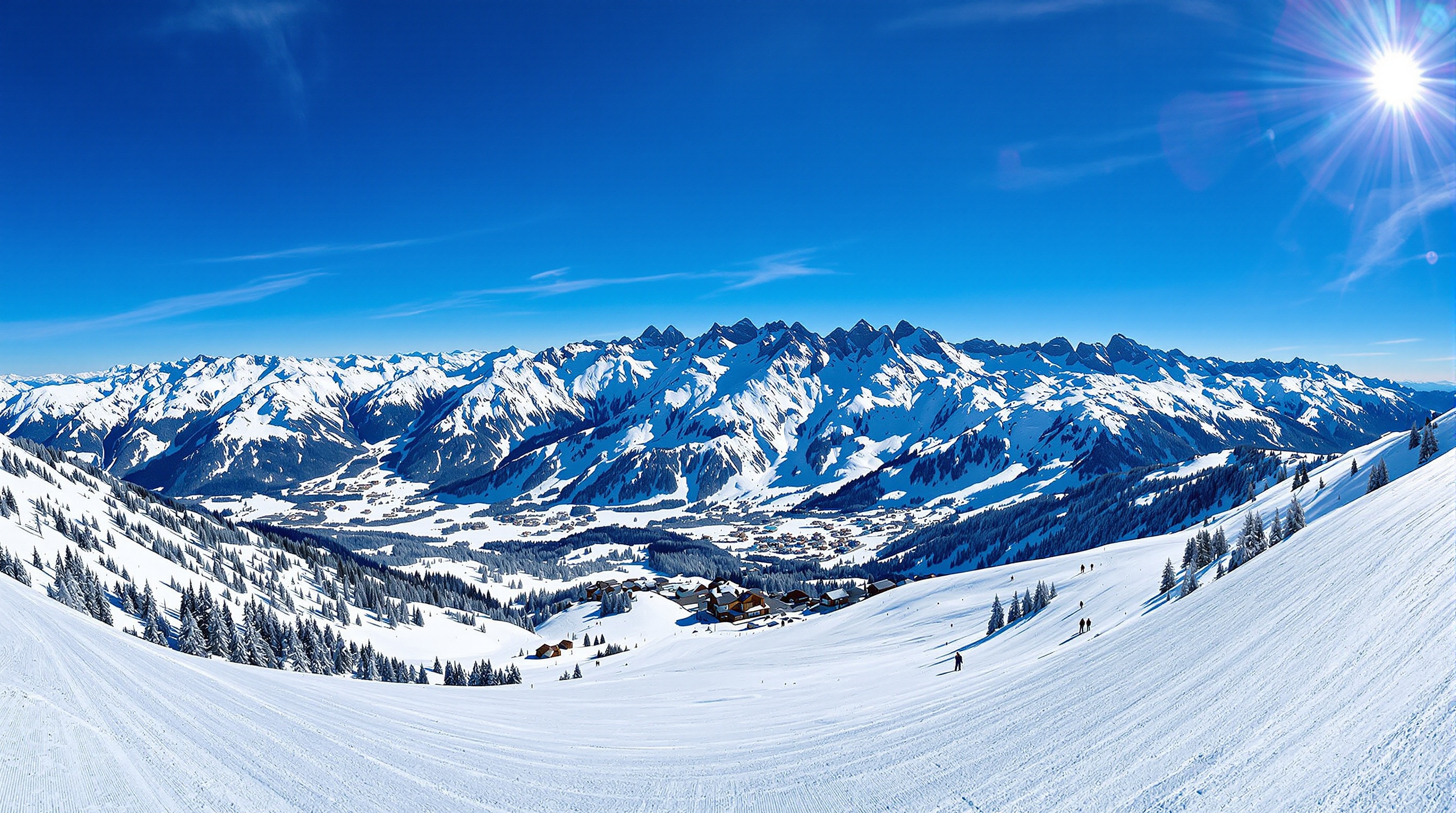 Vue panoramique du massif de Belledonne aux 7 Laux
