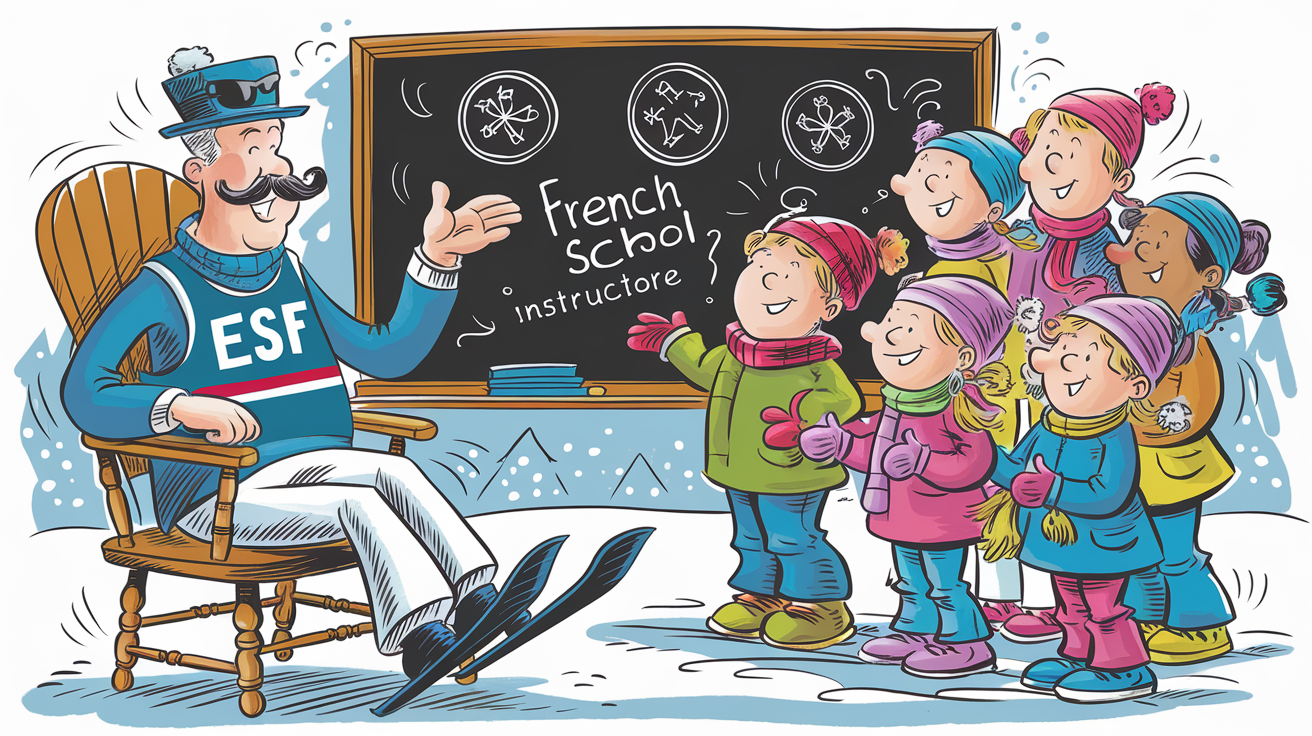 Moniteur ESF répondant à des enfants curieux sur les médailles.