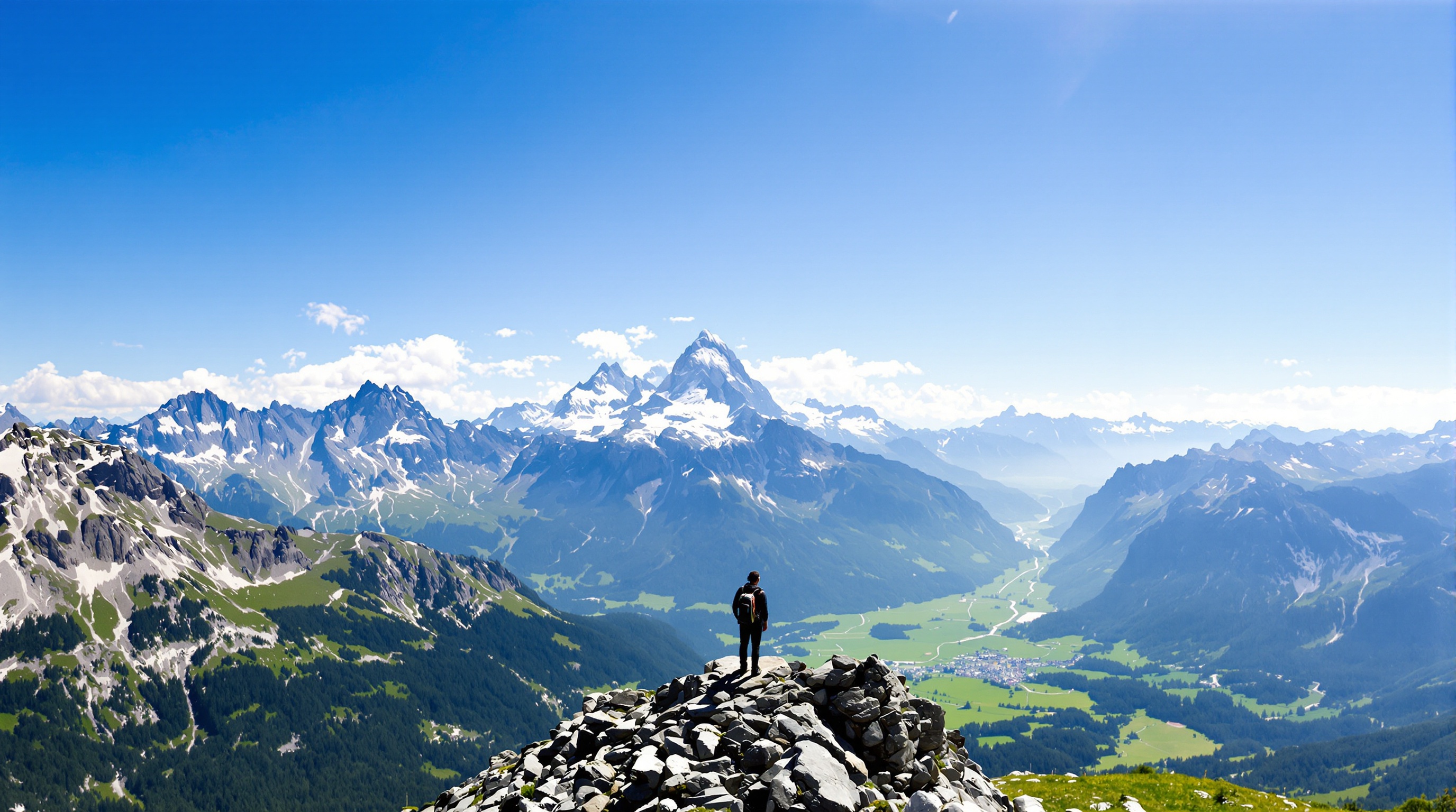 Panorama estival des Aravis vers le Mont-Blanc