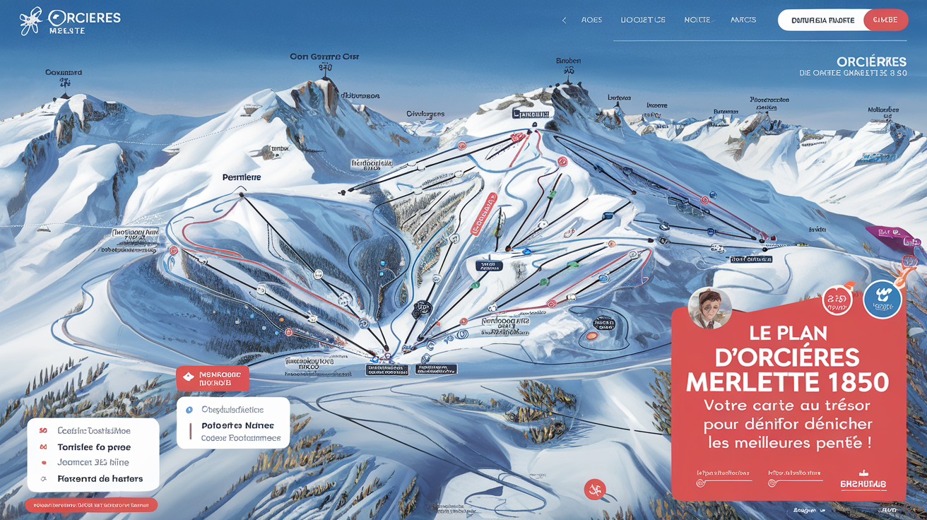Le plan des pistes d'Orcières Merlette 1850 : votre carte au trésor pour dénicher les meilleures pentes !
