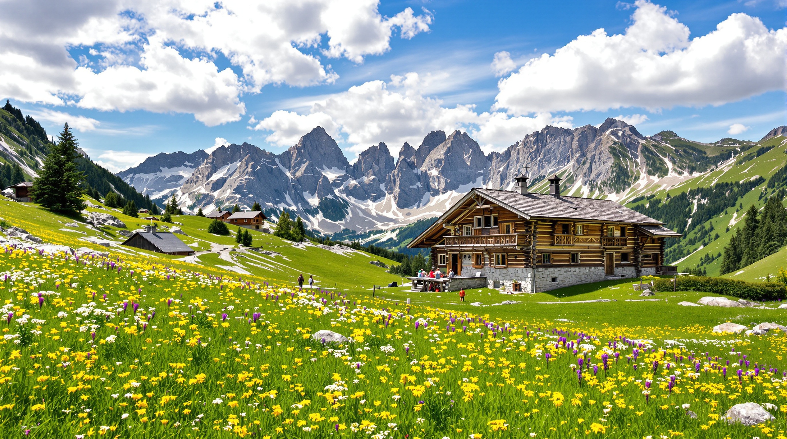 Chalet et paysage de montagne sur le plateau de Cenise