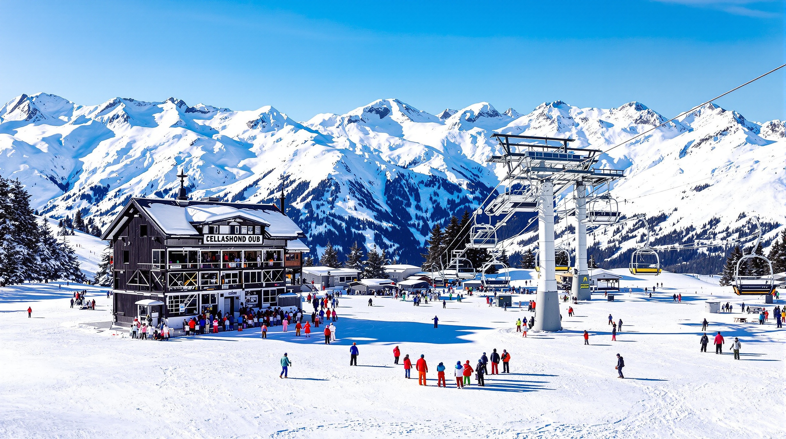 Vue d'une remontée mécanique ancienne et moderne sur le domaine skiable d'Aussois