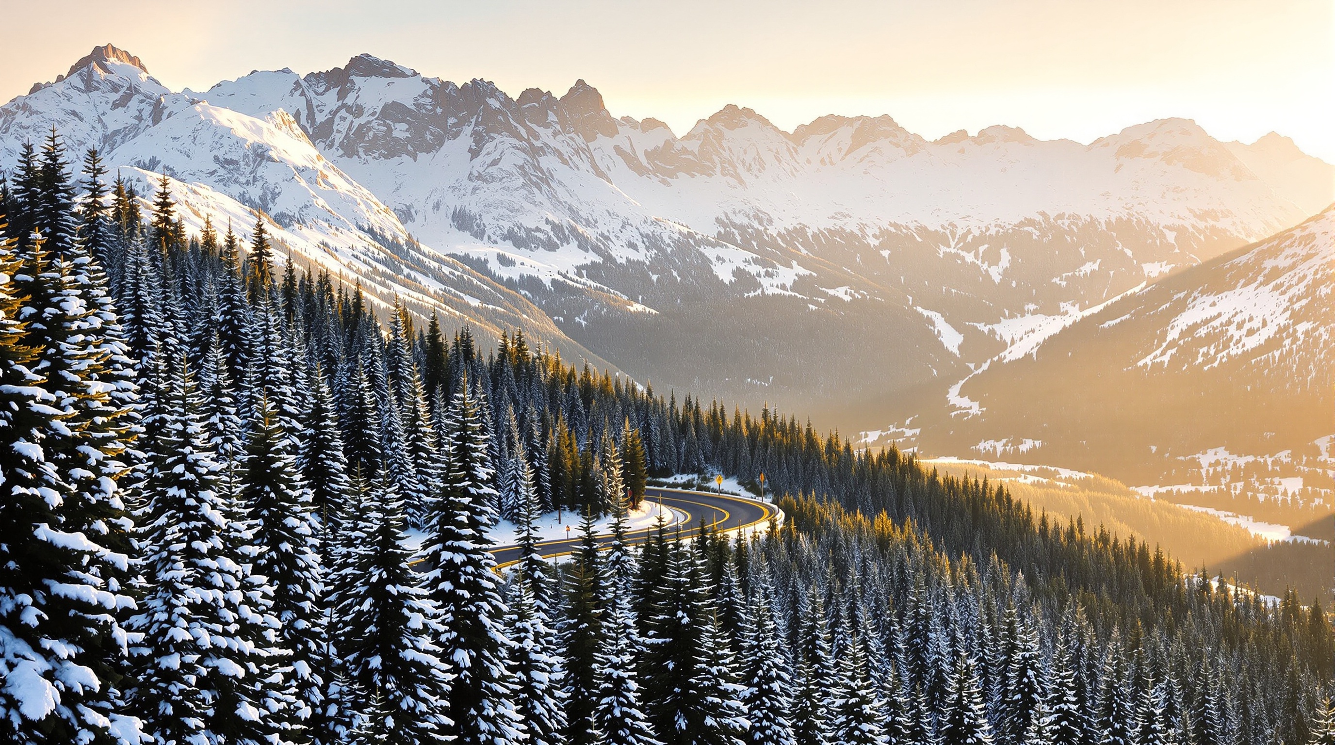 Illustration d'une route hivernale dans le massif des Bauges