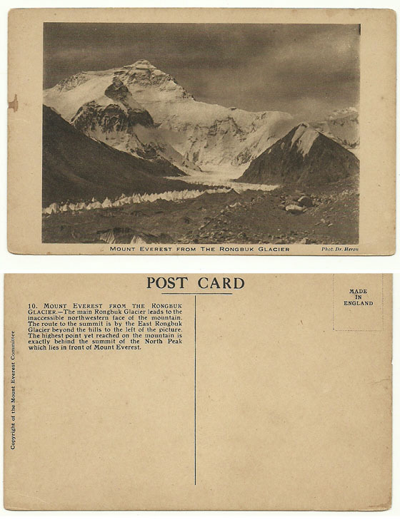 Photographie historique de l’Everest depuis le glacier de Rongbuk dans les années 1920