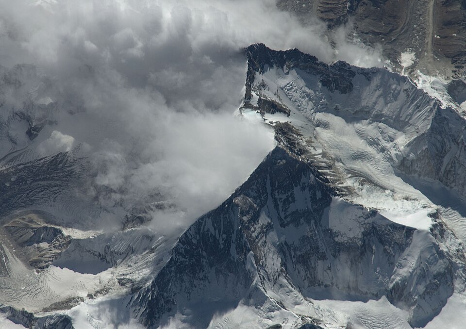 Vue satellite NASA de l’Everest, du Lhotse, du Nuptse et de la combe occidentale