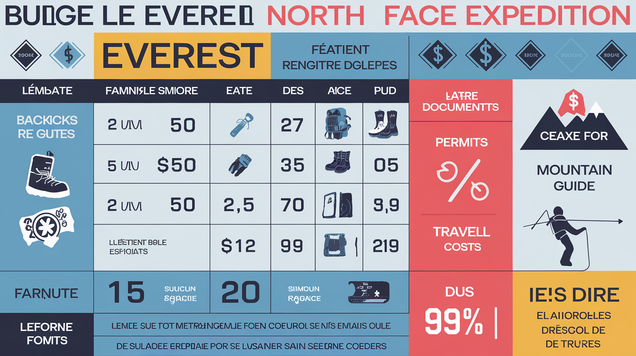 Budget expédition Everest tableau coloré