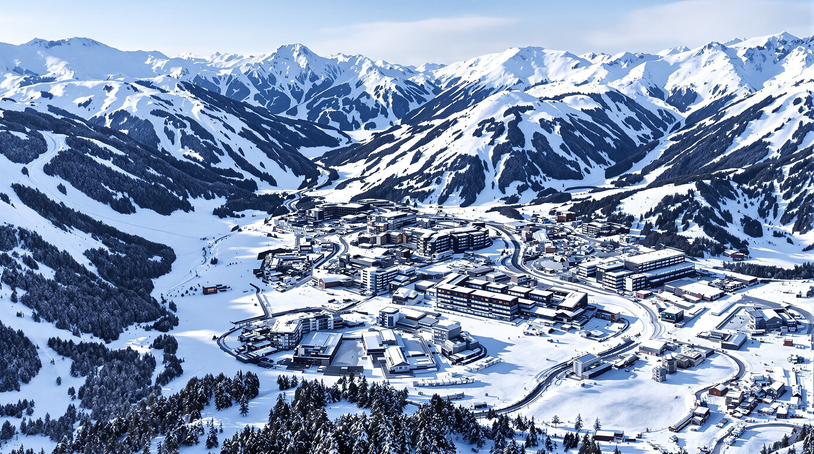 Les Menuires station architecture enneigement altitude 1850m panorama