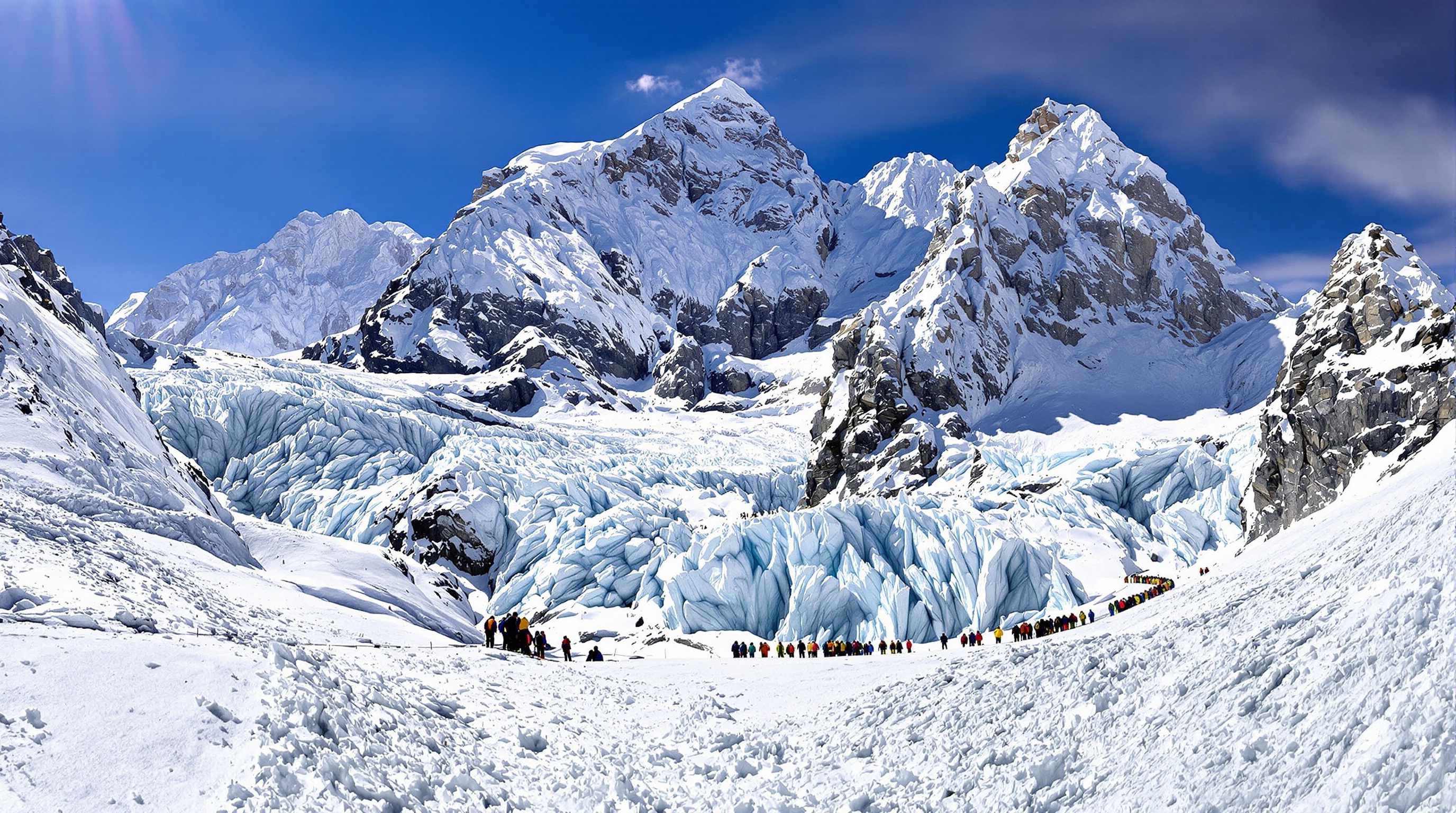 Itinéraire sud Everest vue panoramique Khumbu cascade de glace Western Cwm