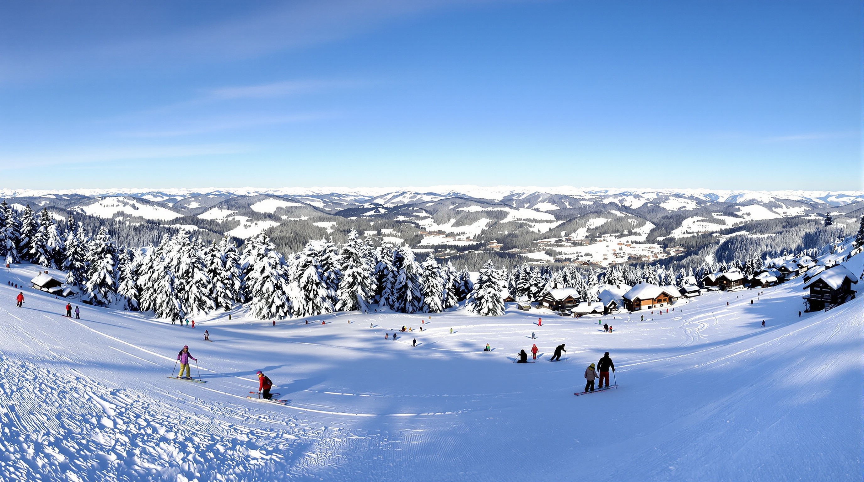 Vue panoramique des pistes de ski de Plans d'Hotonnes dans le Jura